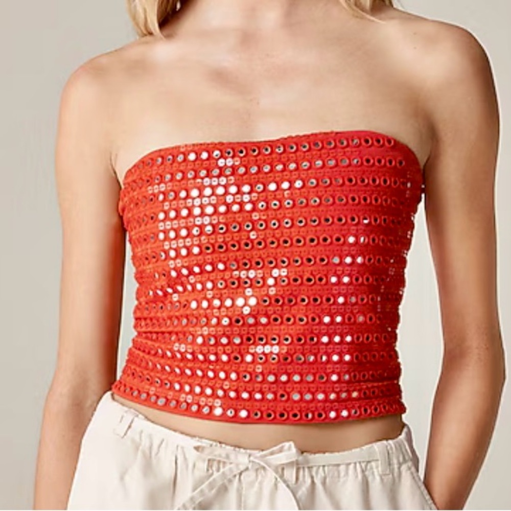 Sequin Strapless Red Top